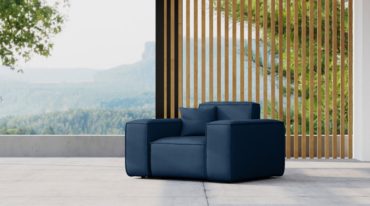 GARTENSESSEL Für Den Garten MALIBU Stoff Odyssey Marineblau - Blau, Holz (121/73/88cm) - Kaiser Möbel