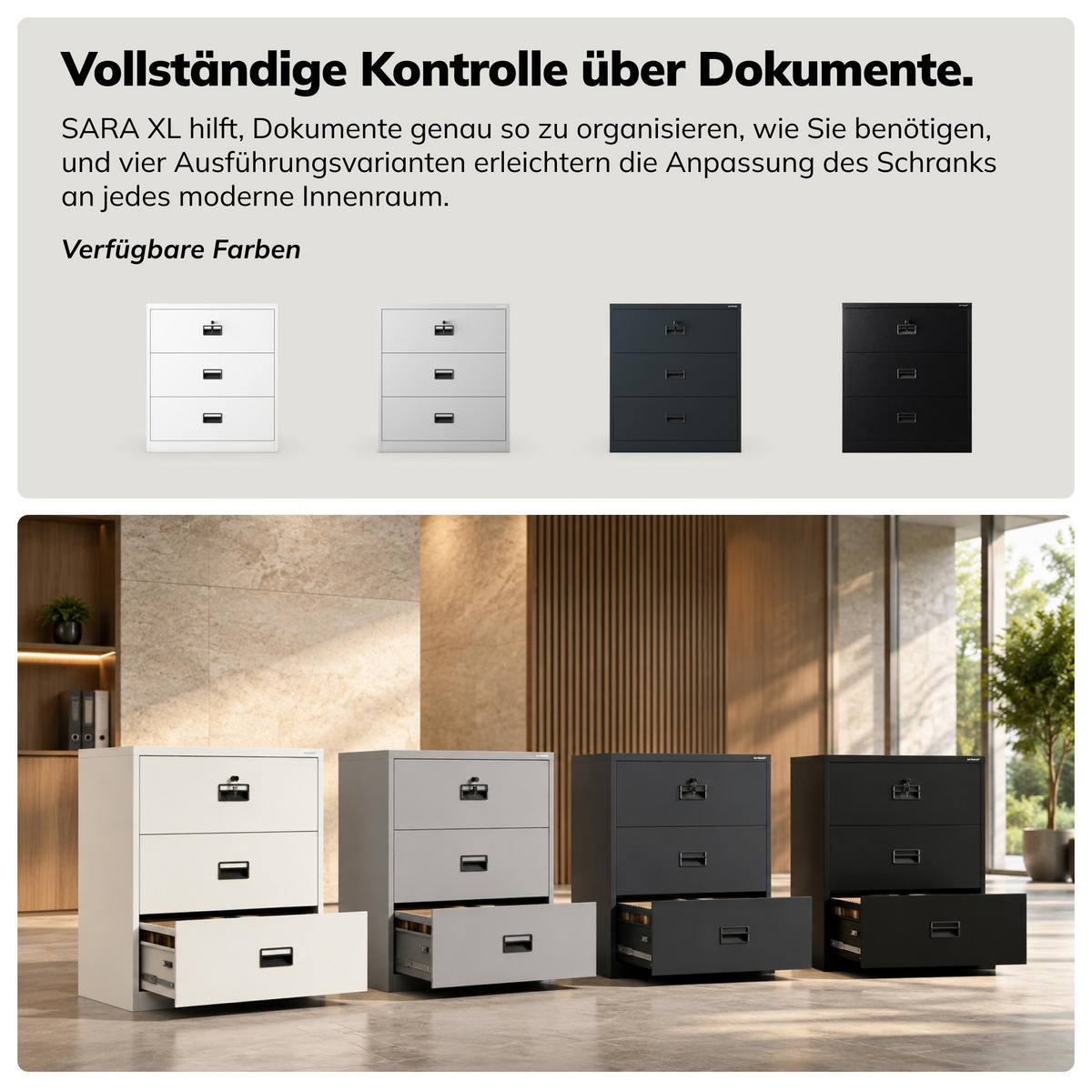 AKTENSCHRANK SARA XL V3 102x90x60 cm - Weiß, Metall (90/102/60cm) - Jan Nowak