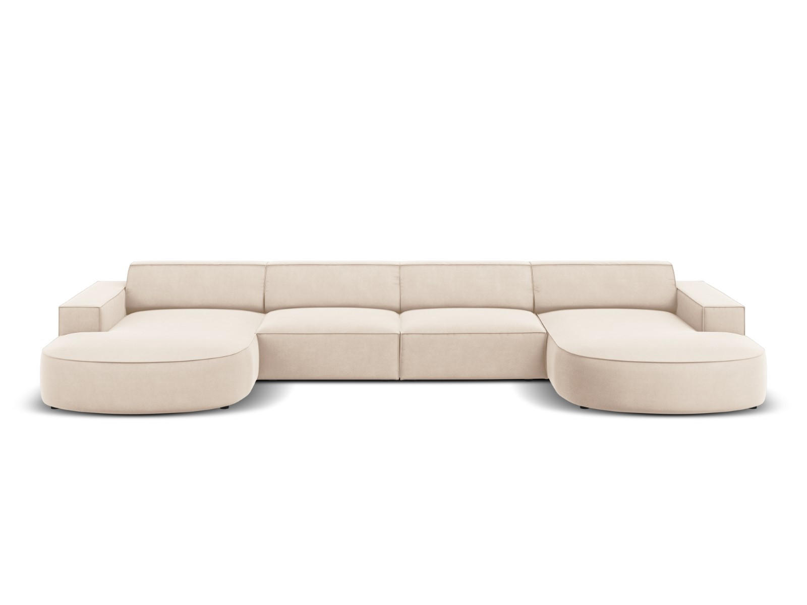 PANORAMASOFA Jodie aus Samt leichtes beige 6 Sitzplätze - Beige, Textil (166/70/364cm) - Micadoni