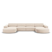 PANORAMASOFA Jodie aus Samt leichtes beige 6 Sitzplätze - Beige, Textil (166/70/364cm) - Micadoni