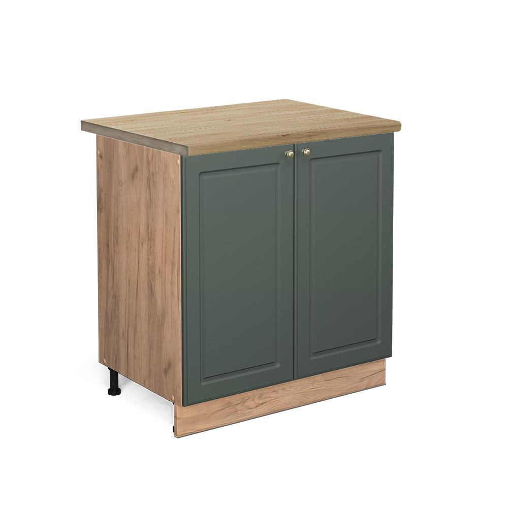 SPÜLENUNTERSCHRANK Fame-Line Grün-Gold Landhaus 80 cm , AP Eiche - Eichefarben/Grün, Holzwerkstoff (80/82/60cm) - Vicco