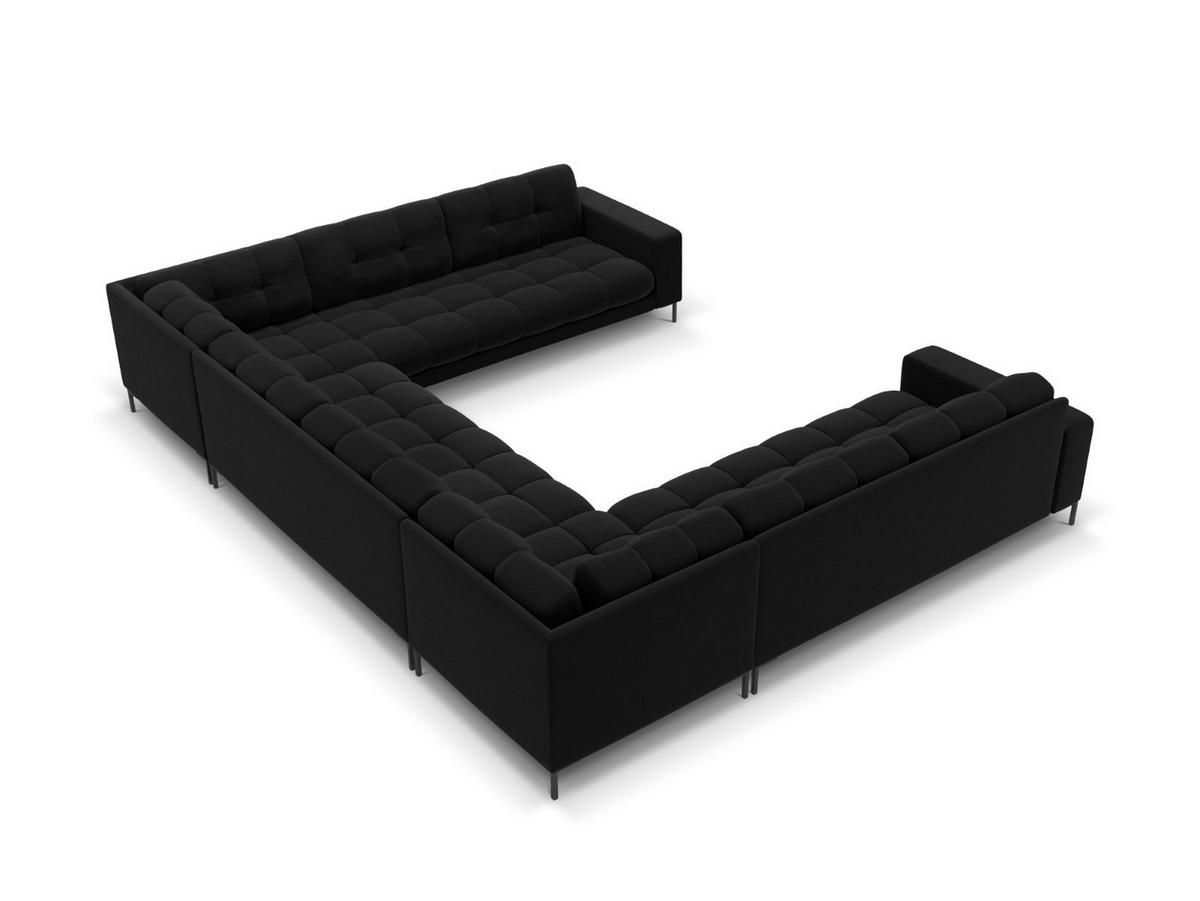PANORAMASOFA Mamaia aus Samt schwarz 9 Sitzplätze - Schwarz, Textil (256/75/337cm) - Micadoni