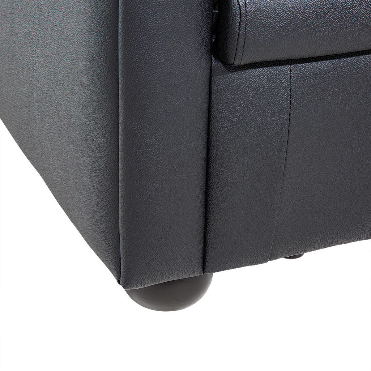 SOFA Leder Schwarz Chesterfield - Schwarz, Leder/Fell (196/70/75cm) - Beliani
