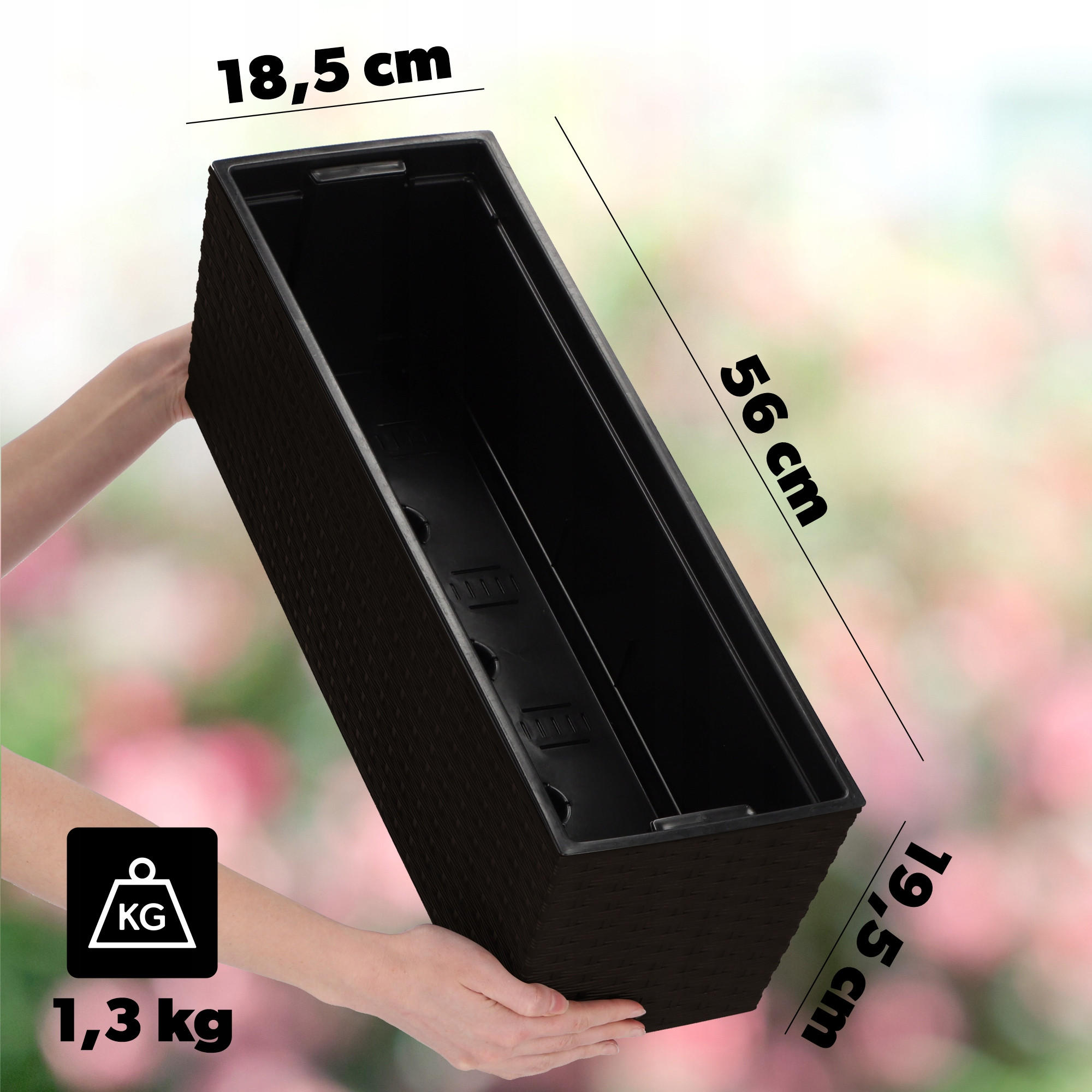 BLUMENKASTEN mit Einsatz 56 cm, Mokka - Mokka, Kunststoff - KADAX