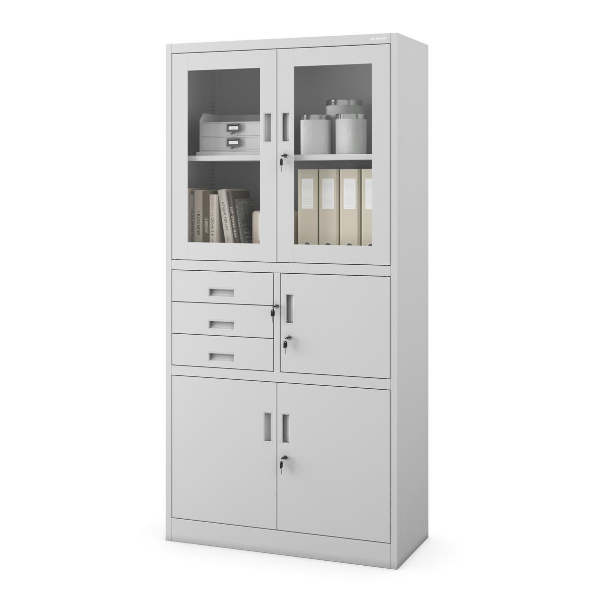 AKTENSCHRANK FILIP - Grau, Metall (90/185/40cm) - Jan Nowak