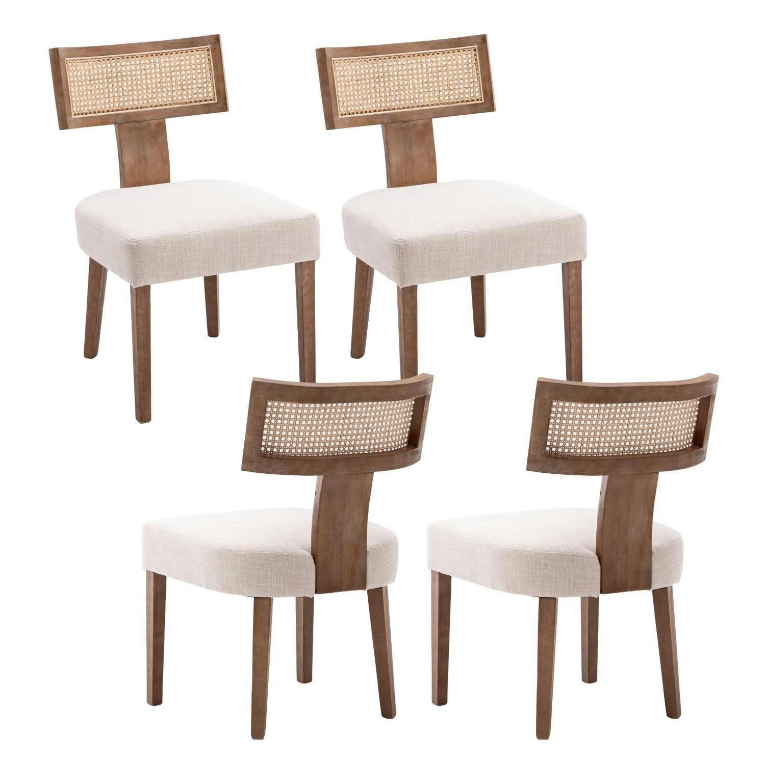 ESSZIMMERSTÜHLE 4er Set Holz Rattan Beige - Beige, Holz (52/87/58cm)