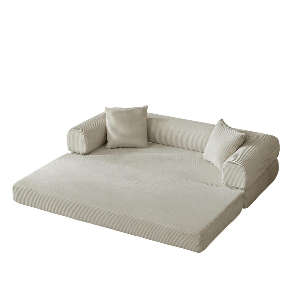 SCHLAFSOFA DE-34902 Tatami-Stil mit Bettfunktion Beige - Beige, Textil (89/59/195cm) - ComfortXL