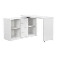 AUSZIEHBARER Schreibtisch mit 360° drehbarer Platte - MDF - Weiß lackiert - PAVELO - Weiß, Holz (42/190/76.5cm) - Vente-Unique