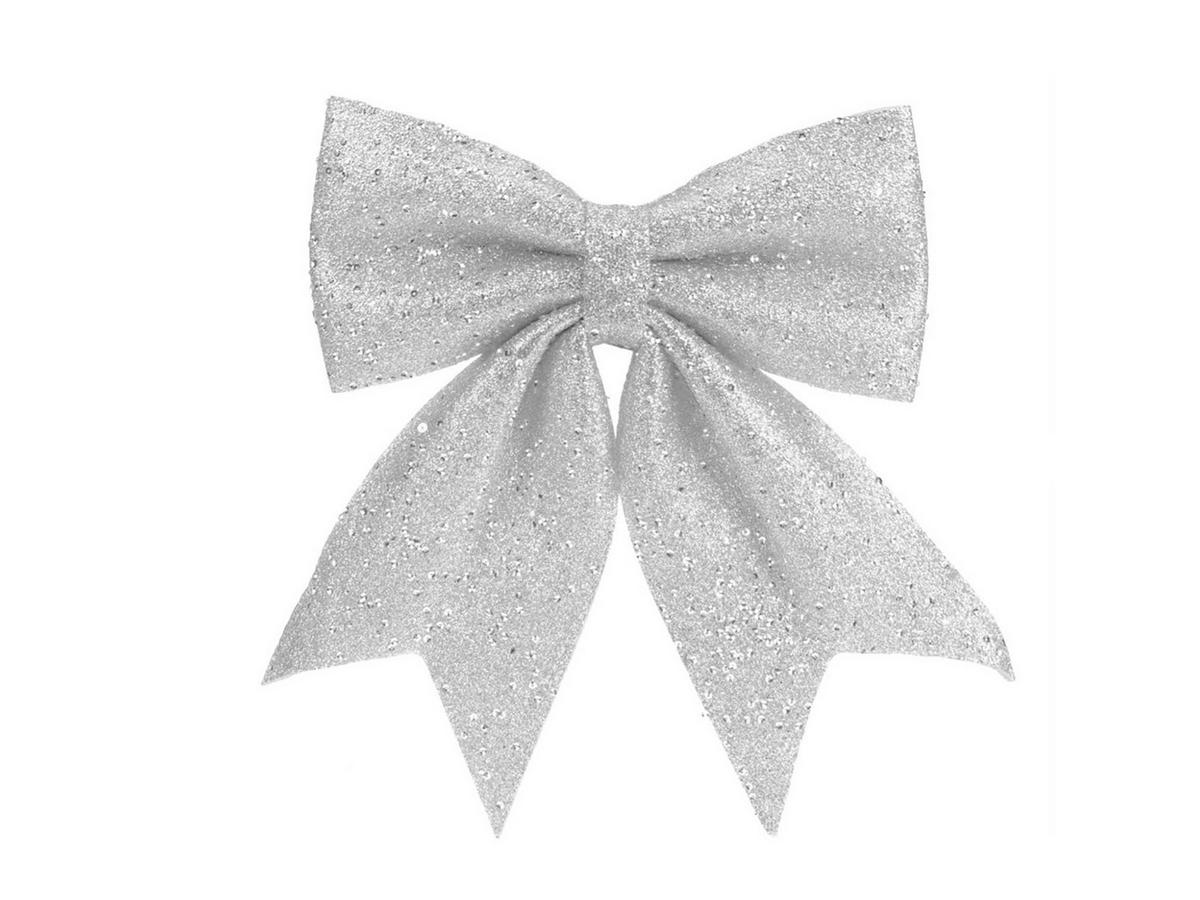 WEIHNACHTSBAUMSCHMUCK Silberne Fliege mit Glitzer 20 x 24 cm - Silberfarben, Kunststoff (5/25/30cm) - LAALU