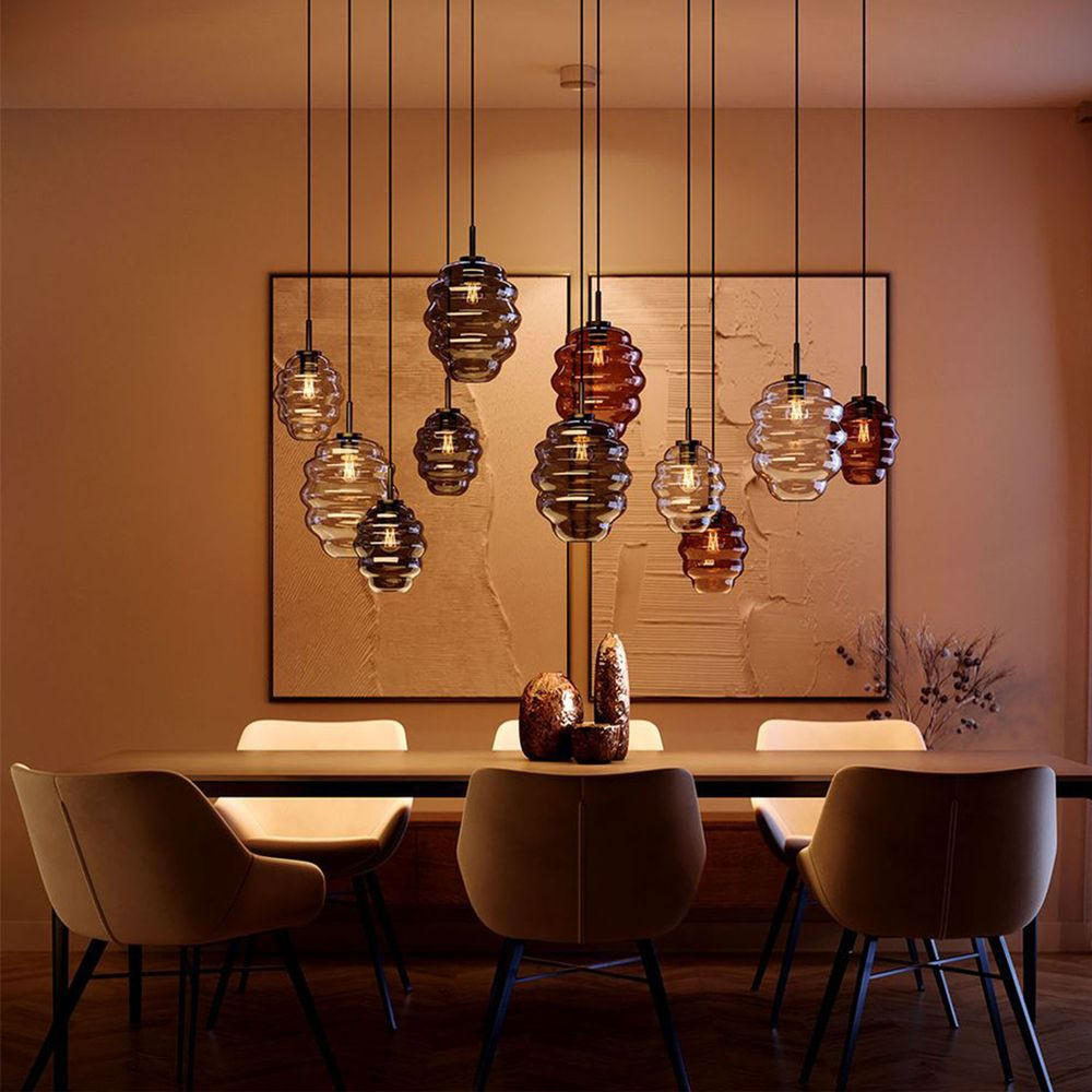 Thumbnail - s.luce Galerieleuchte, Braun, Weiß, Glas, Oval, 25x28x25 cm, Lampen & Leuchten, Innenbeleuchtung, Hängelampen, Pendelleu...