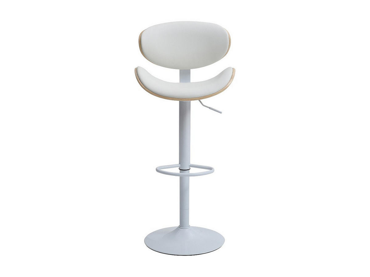 BARHOCKER - 49.5cm x 46cm - Kunstleder - naturfarben hell, weiß - MONTENEGRO - Naturfarben, Leder (49.5/111/46cm) - Vente-Unique