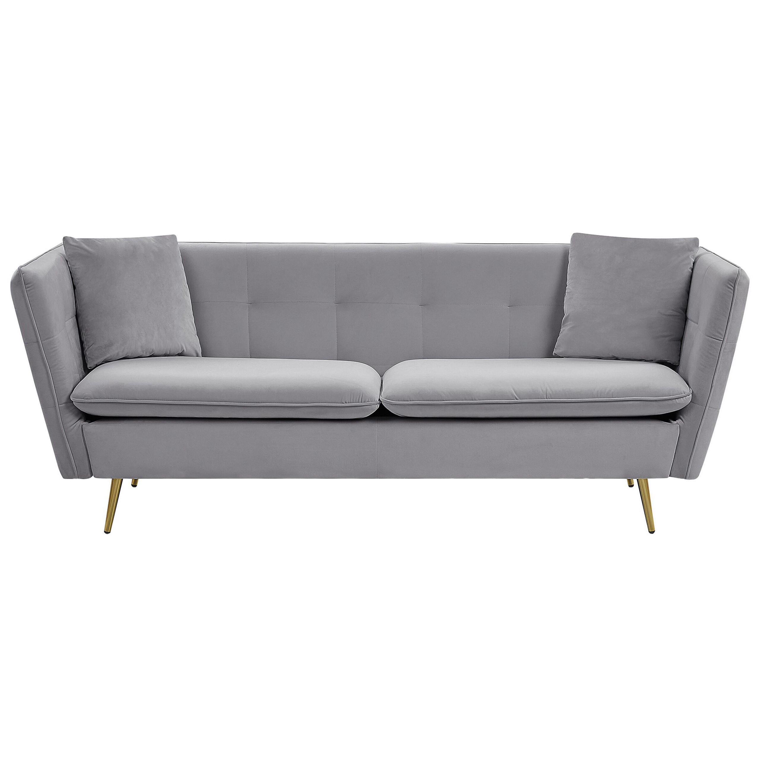 3-SITZER-SOFA Samtstoff Grau Frederica - Hellgrau, Textil (200/77/80cm) - Beliani