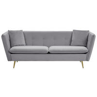 3-SITZER-SOFA Samtstoff Grau Frederica - Hellgrau, Textil (200/77/80cm) - Beliani