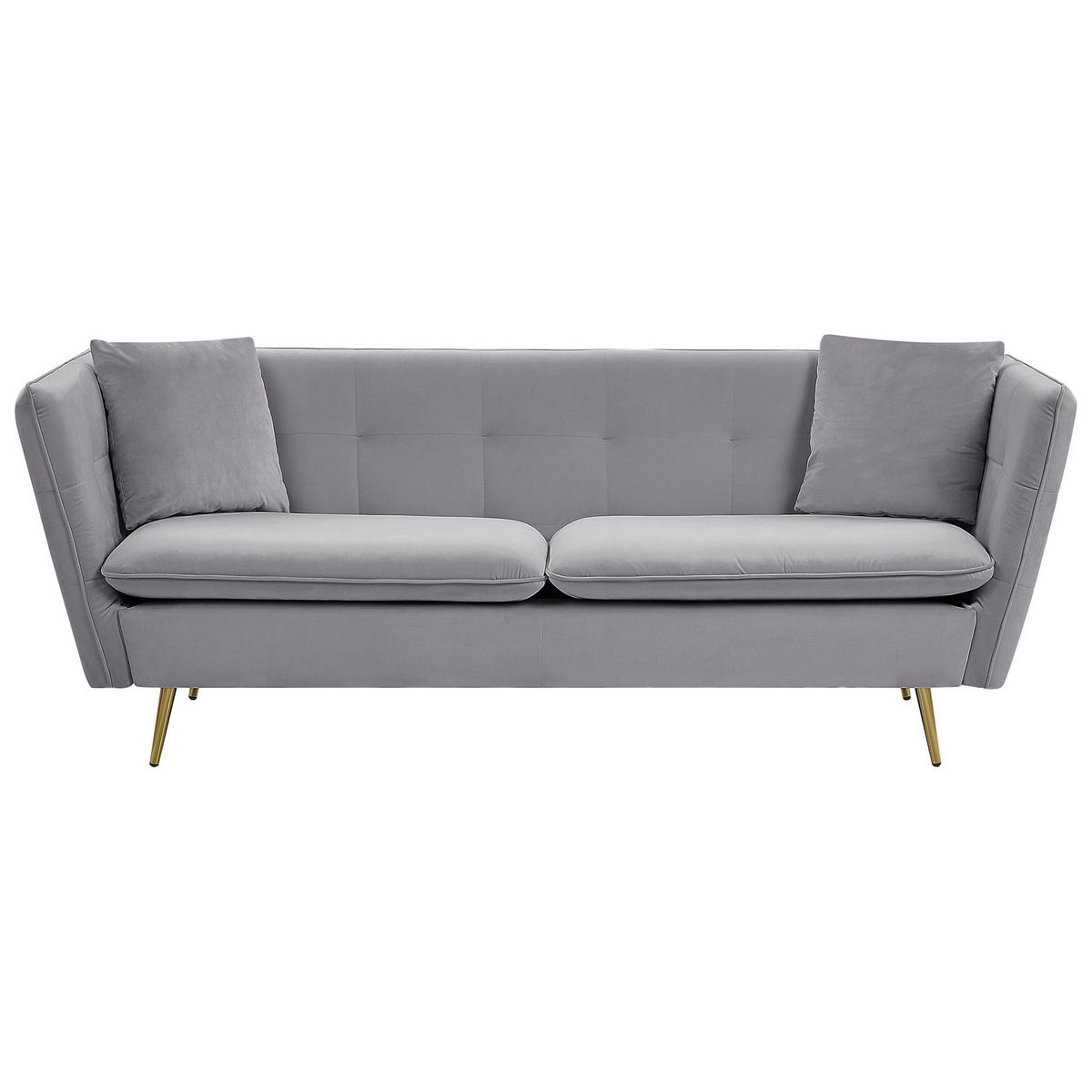 3-SITZER-SOFA Samtstoff Grau Frederica - Hellgrau, Textil (200/77/80cm) - Beliani