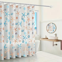 DUSCHVORHANG Seestern Muster 200 x 200 cm mit Haken Dekoration Badezimmer - Multicolor, Kunststoff (200/200cm) - MCBOSON