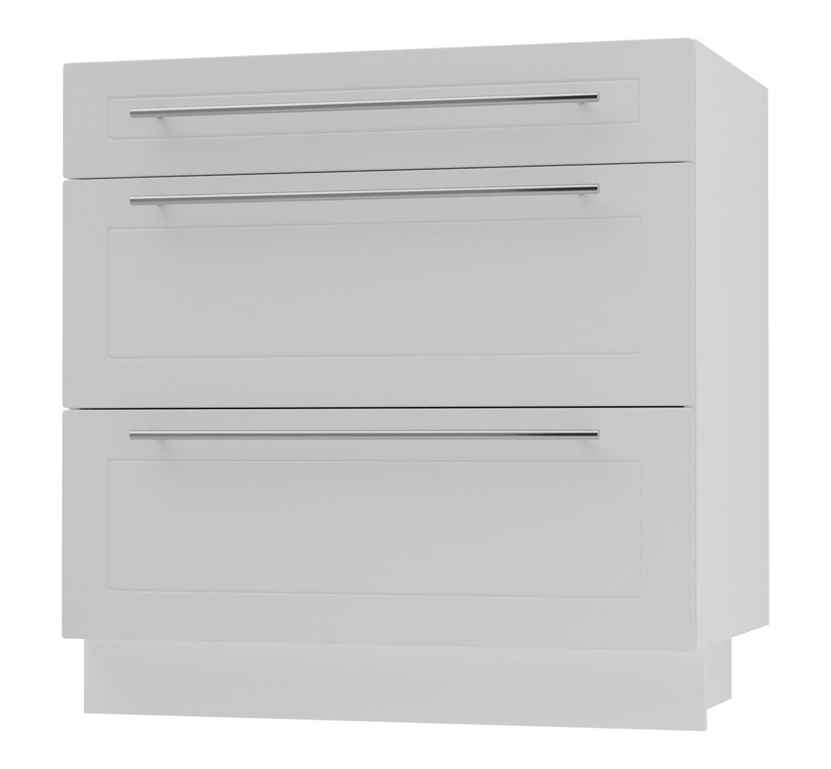 SCHUBLADENUNTERSCHRANK Kvantum D3A/80 80 / 50 / 82cm - Weiß, Holz/Holzwerkstoff (80/82/50cm) - Feldmann-Wohnen