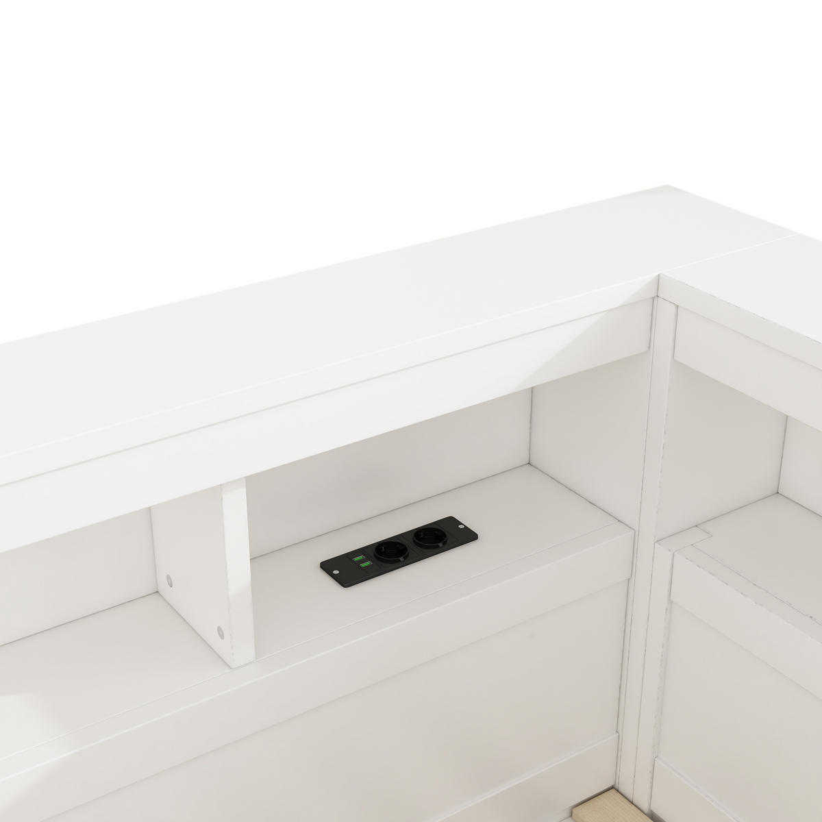 TAGEBETT 90x200cm Weiß Spanplatte Bettseite Staufach Steckdose USB - Weiß, Holz (90/200cm) - FLIEKS