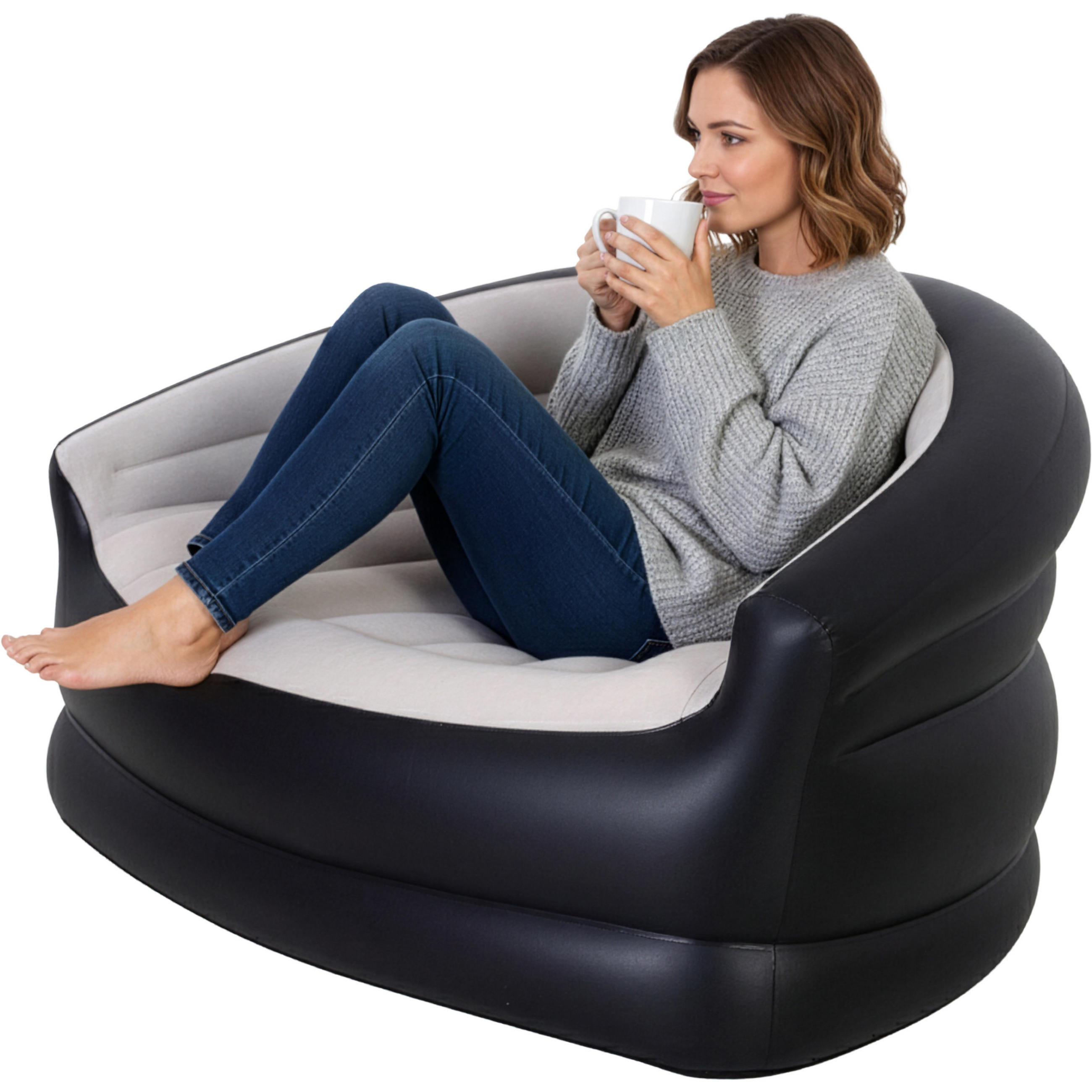 Avenli Luftsofa Schwarz, Grau 87x71x138 cm