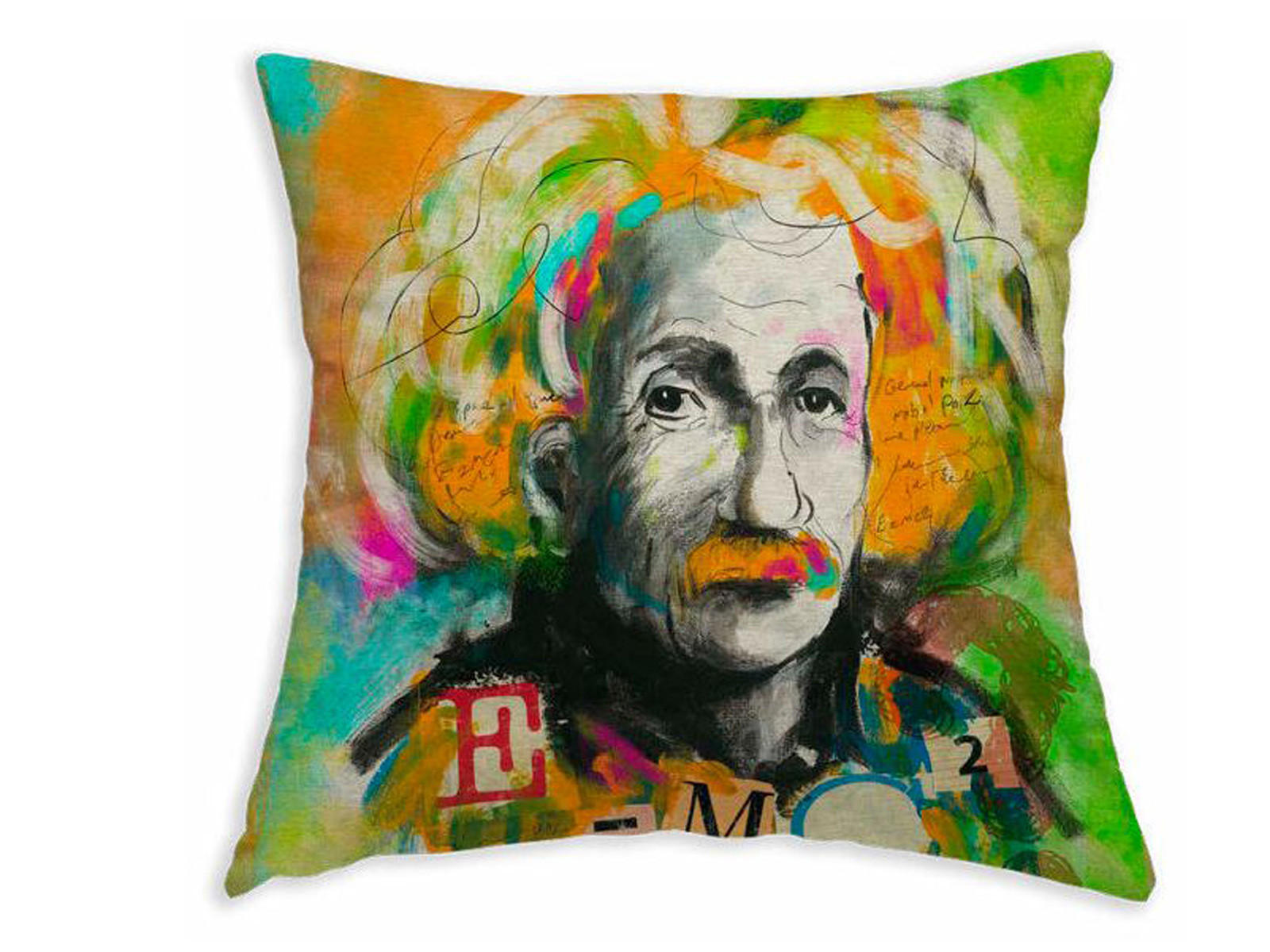 WENDE-KISSENHÜLLE POP-Art Einstein 45/45 cm - Multicolor/Orange, Textil (45/45cm) - beties Heimtextil