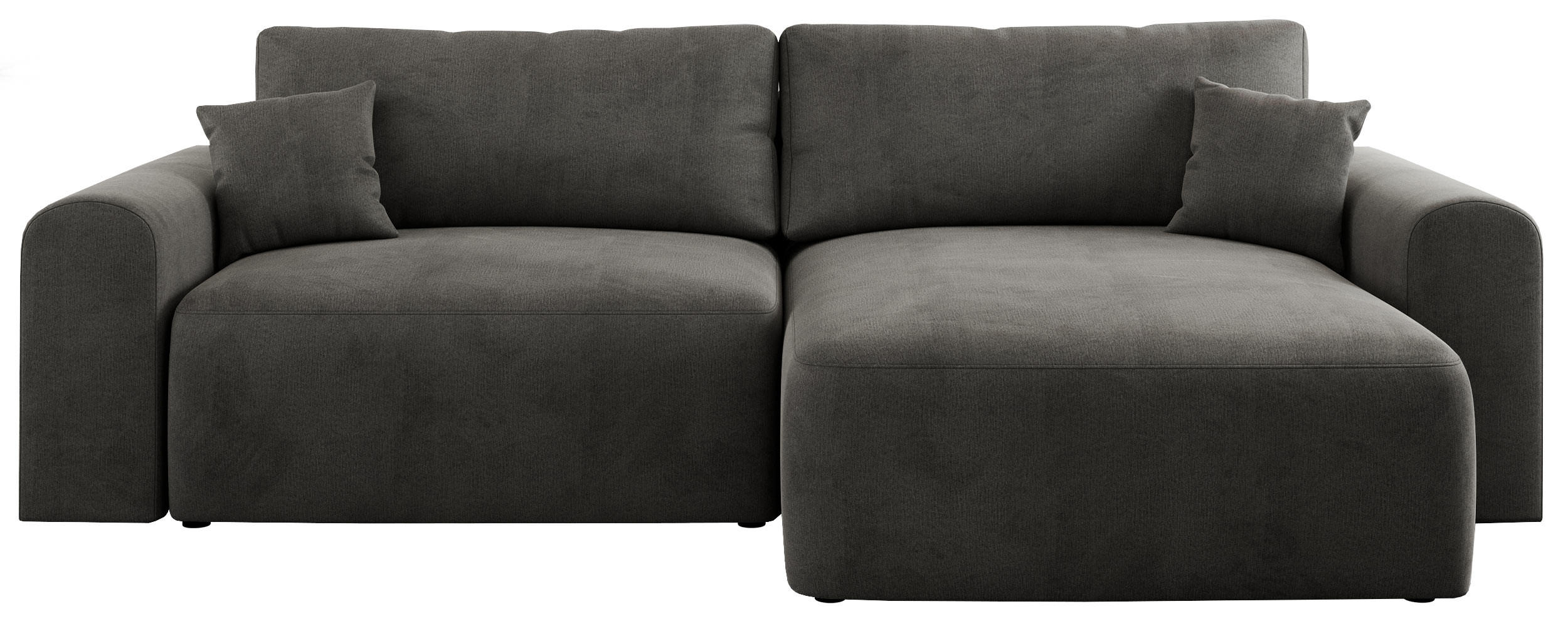 ECKSOFA NELSON Dunkelgrau Velvet - Dunkelgrau/Schwarz, Kunststoff/Textil (274/152cm) - MKS