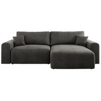 ECKSOFA NELSON Dunkelgrau Velvet - Dunkelgrau/Schwarz, Kunststoff/Textil (274/152cm) - MKS