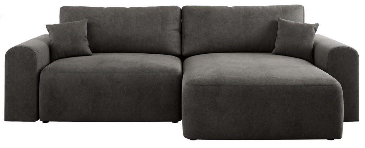 ECKSOFA NELSON Dunkelgrau Velvet - Dunkelgrau/Schwarz, Kunststoff/Textil (274/152cm) - MKS