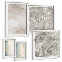 BILDER SET 5er Set - 50x50 cm & 20x30 cm & 40x60 cm Weißer Rahmen - Zarte Aquarellkartons - Weiß, Kunststoff (40/60cm) - TULUP