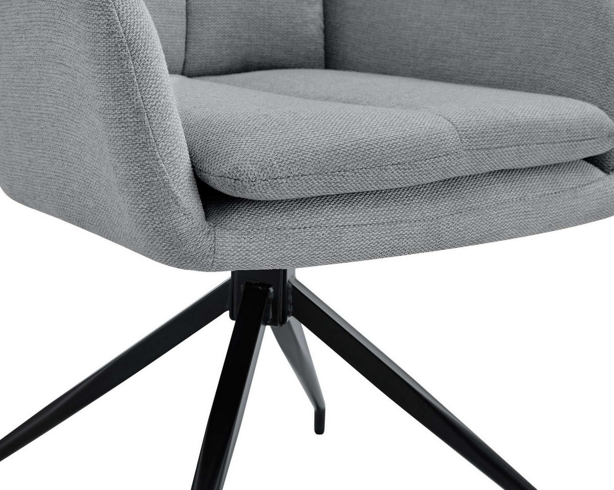 ESSZIMMERSTUHL Stoff Hellgrau - Hellgrau/Schwarz, Textil/Metall (57/83/62cm) - CLP