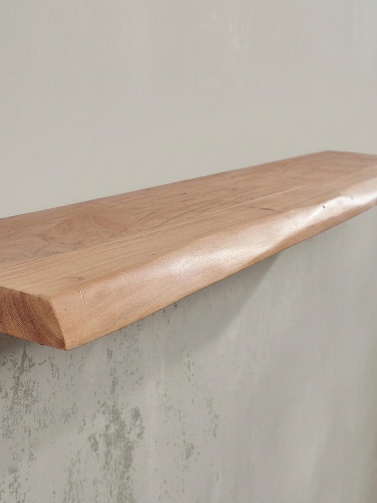 WANDREGAL Akazienholz Baumkante Rustikal, Beige 140x26x4 cm - Beige, Holz (140/4/26cm) - KADIMA DESIGN