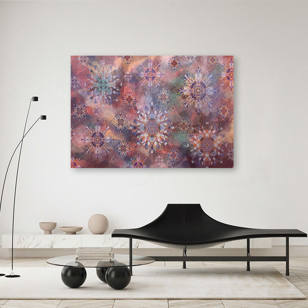 WANDBILD mosaik der sterne - Rot, Textil (60/40cm) - Feeby