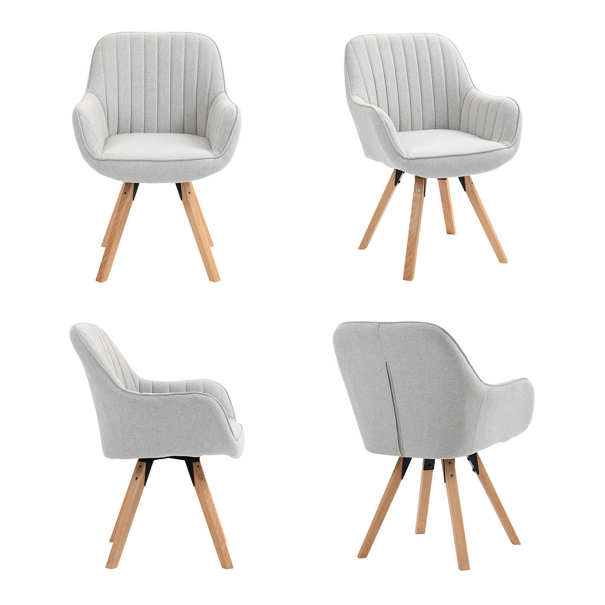 ARMLEHNSTUHL drehbar in Webstoff - Beige/Kernbuche, Holz/Textil (57/83/56cm) - Meubles Cosy