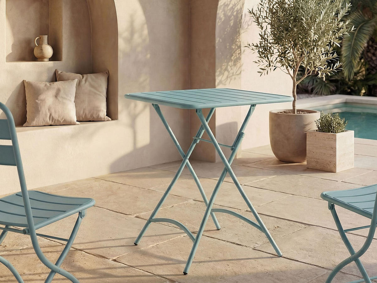 GARTENTISCH - 2 Personen - Metall - Mandelgrün - - Salbeigrün, Metall (60/60/73cm) - Vente-Unique