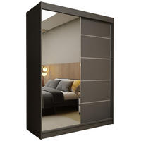 SCHWEBETÜRENSCHRANK MIRELLA 160/216/61 cm 2-türig mit Spiegel Grau - Grau, Holzwerkstoff (160/216/61cm) - MASSENO