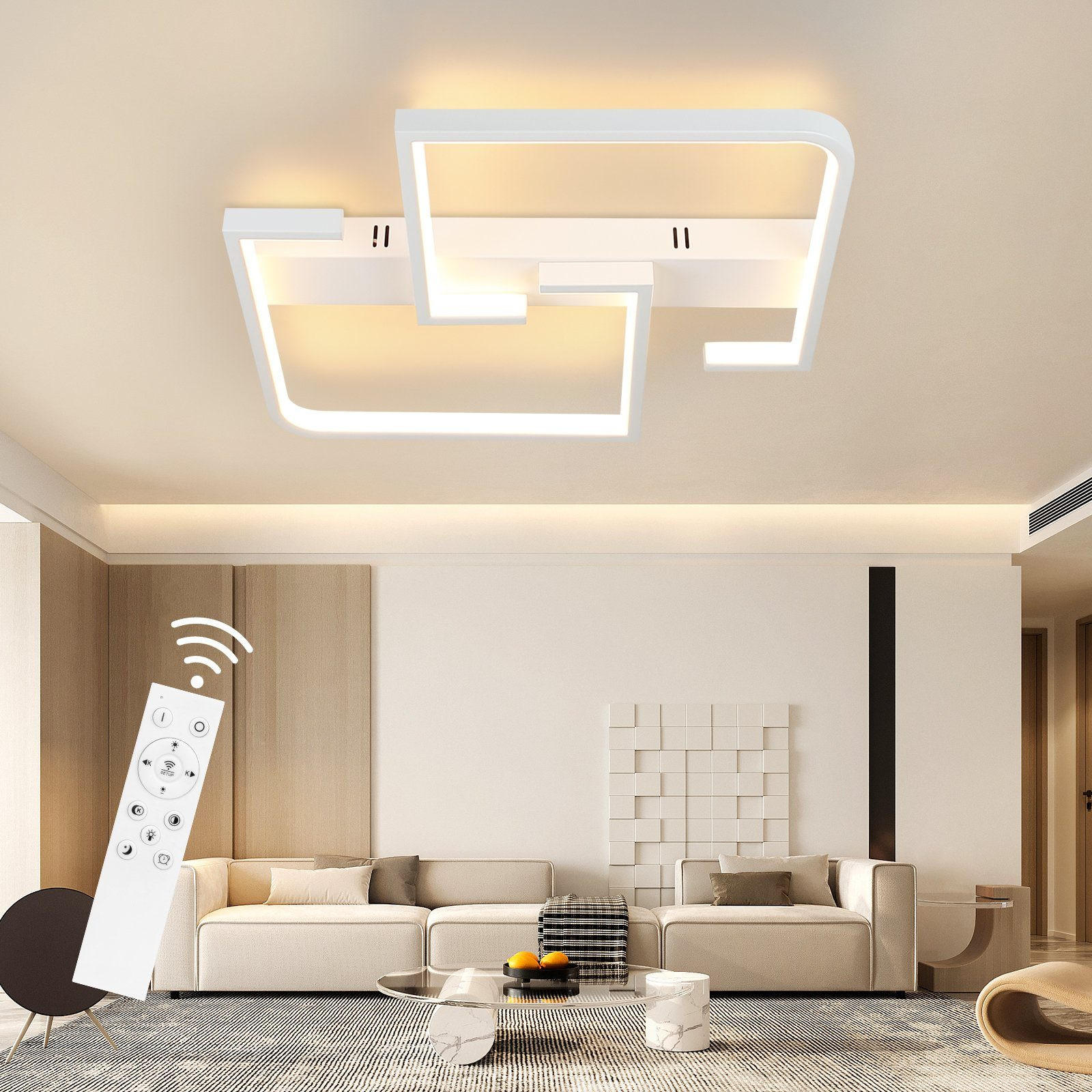 LED-DECKENLEUCHTE Carsten 61/47/6 cm - Weiß, Metall (61/47/6cm) - Nettlife