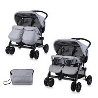 GESCHWISTERKINDERWAGEN TWIN Wickeltasche Einhand-Klappsystem Fußabdeckung - Schwarz, Metall (86/84/110cm) - Lorelli