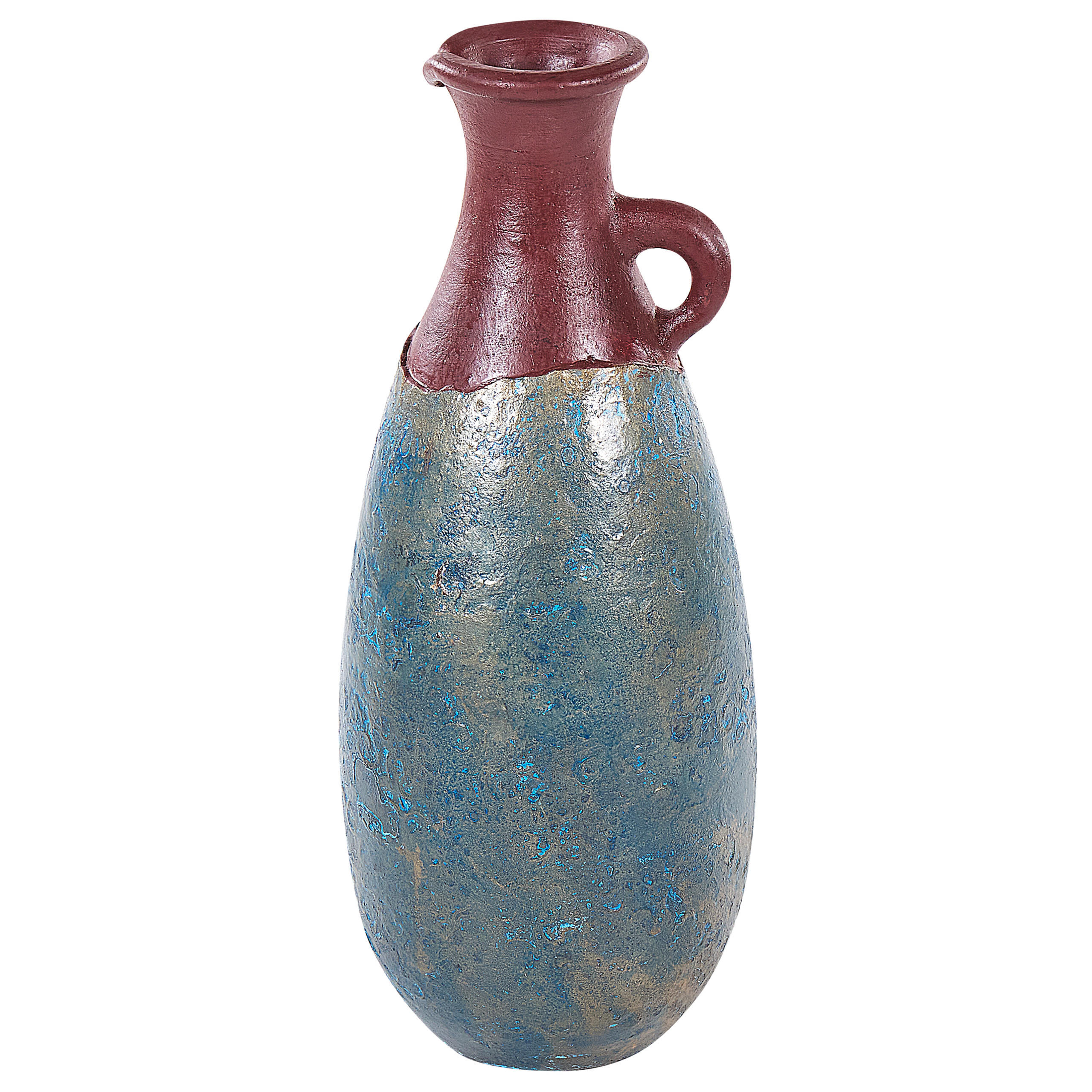DEKOVASE Terrakotta blau Velia - Blau, Stein (50cm) - Beliani