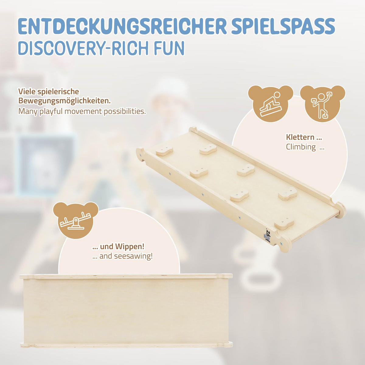 KLETTERDREIECK - Naturfarben, Holz (32/94cm) - Joyz