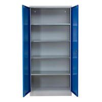 STAHLSCHRANK Bee mit 10 verzinkten Fachböden 195x92x60 cm Korpusfarbe Lichtgrau Frontfarbe Enzianblau - Blau, Metall (92/195/60cm)