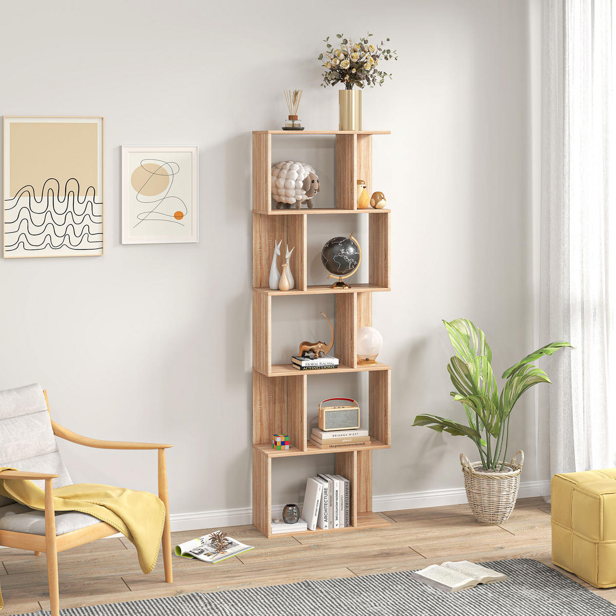 REGAL DE-15540 60/24/184 cm, S-Form Naturholz - Naturfarben, Holzwerkstoff (60/184.5/24cm) - ComfortXL