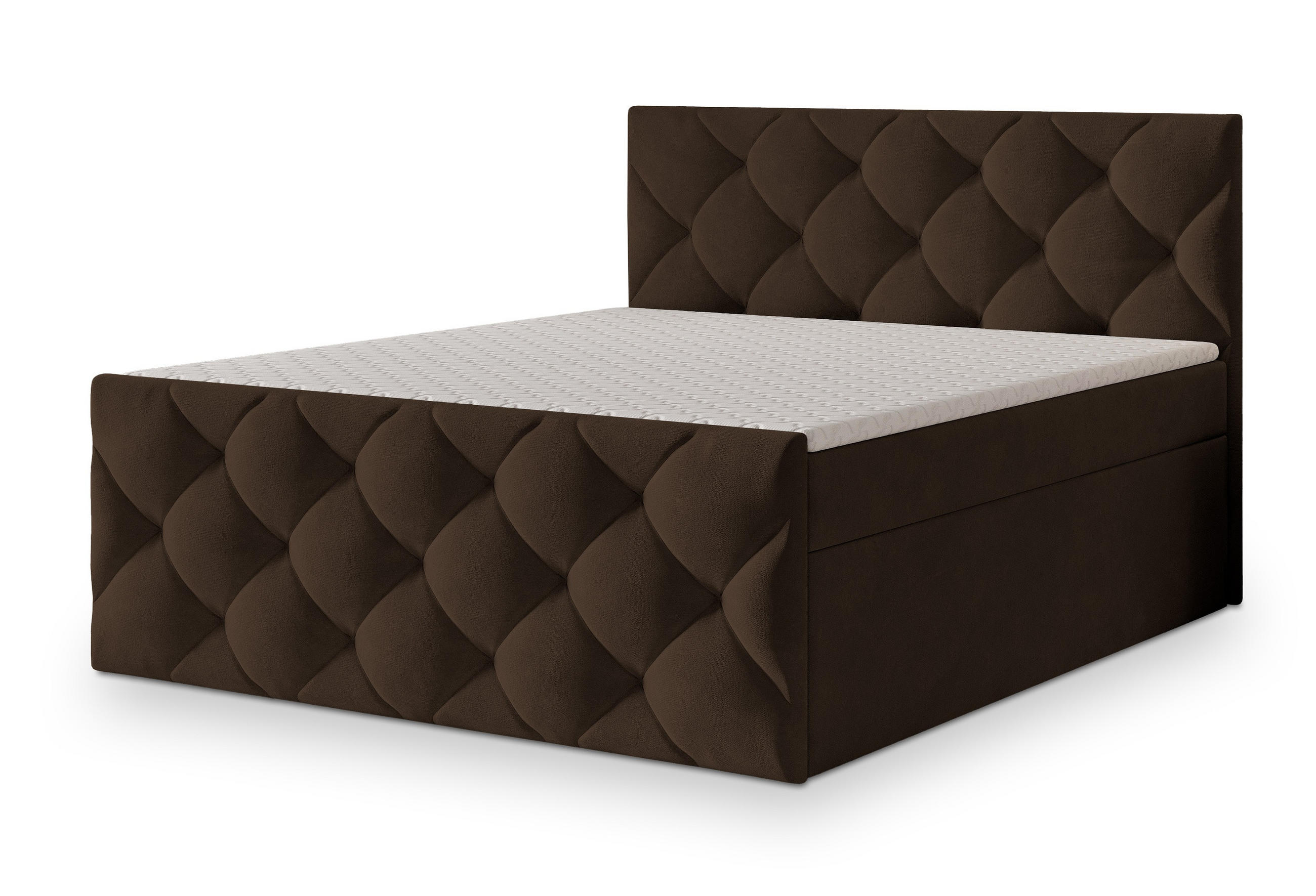 BOXBETT ROVARI 180x200 cm mit Matratze und Topper - Braun - Braun, Holz (180/200cm) - MASSENO