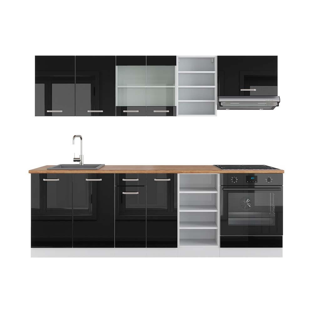 Vicco KUCHYŇSKÝ KOUT R-Line Černý vysoký lesk/bílá 240 cm , PD Dub