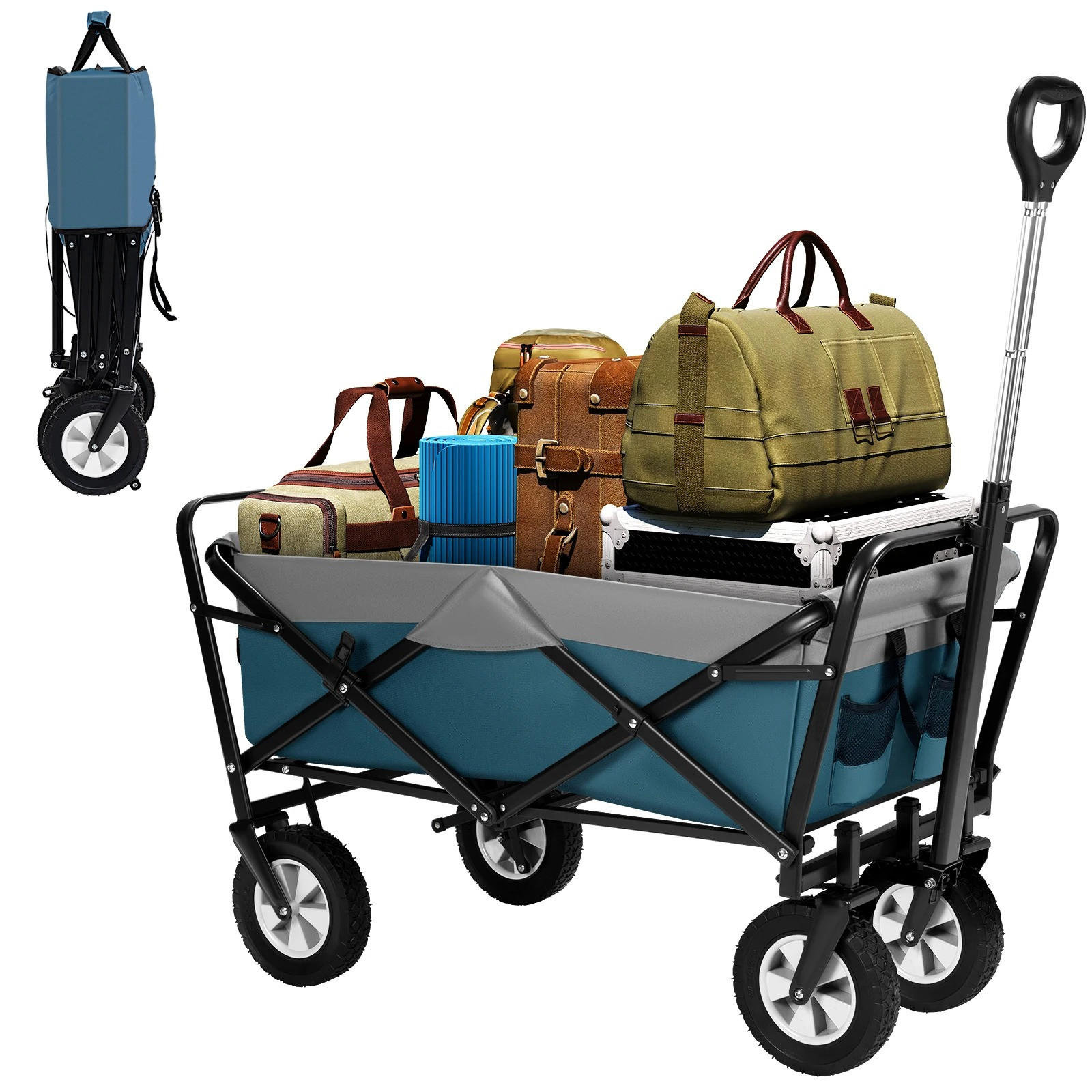 GARTENWAGEN Faltbar Blau Grau 1 Stück - Blaugrau, Textil/Metall (100/51cm) - Kaket