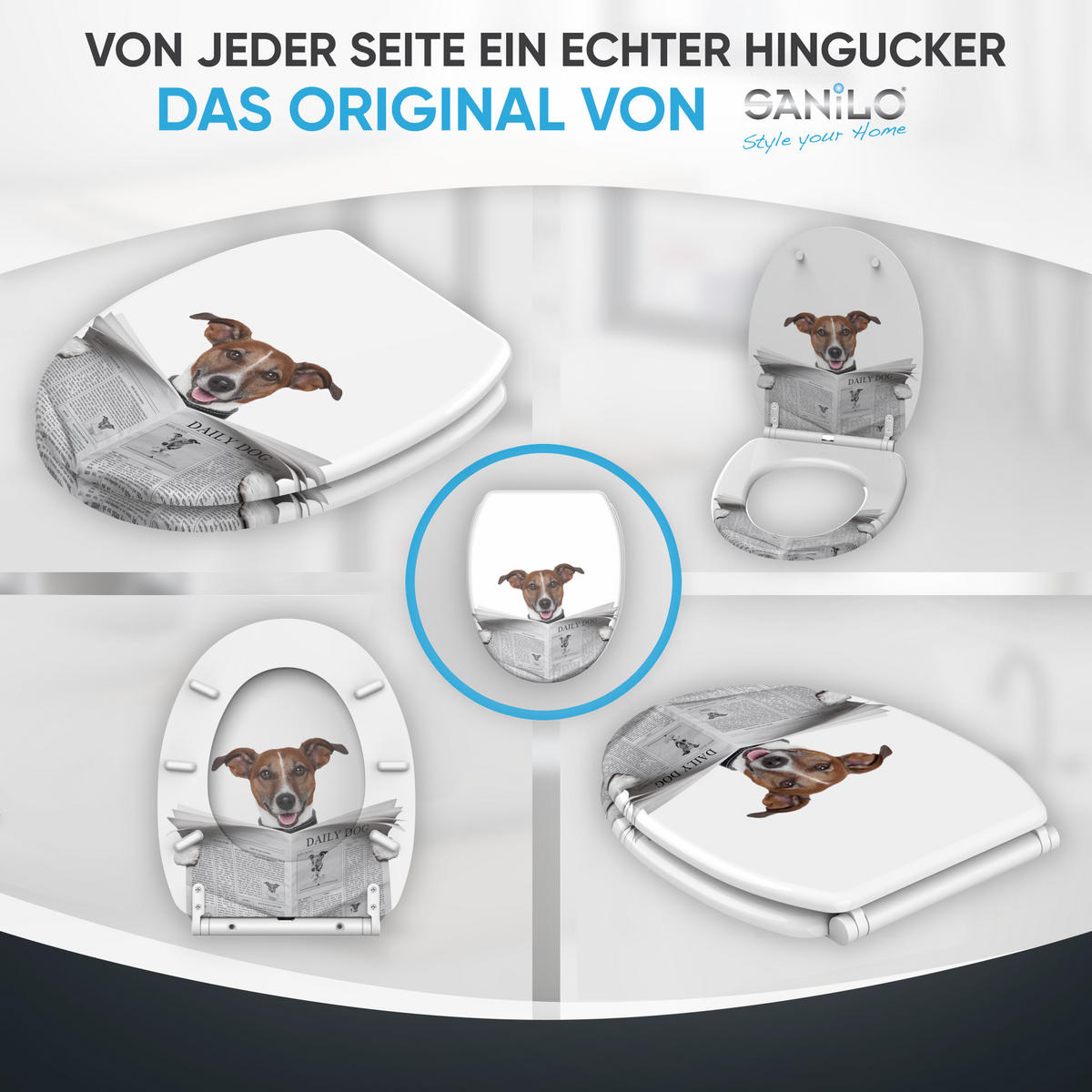 WC-SITZ mit Absenkautomatik & Top Fix Newspaper - Braun, Holzwerkstoff (37.7/5.5/48cm) - Sanilo