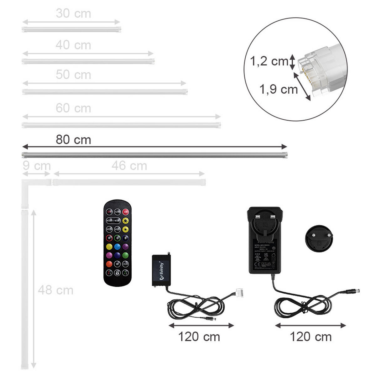 LED PÁSEK Bílá - bílá, kov (1.5/80/1.5cm) - Vicco