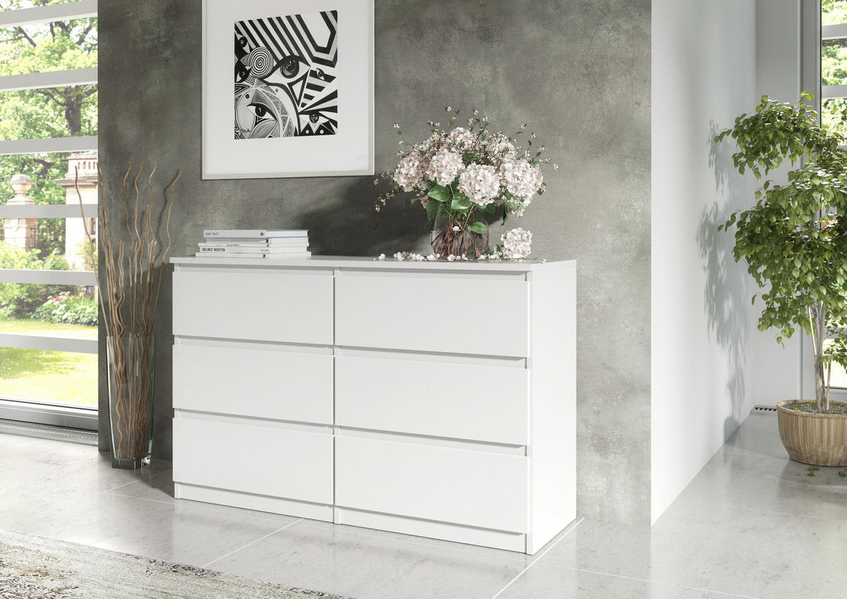 KOMMODE Weiß 139/79/39 - Weiß, Holzwerkstoff (139/79/39cm) - RAUMHIRSCH FURNITURE