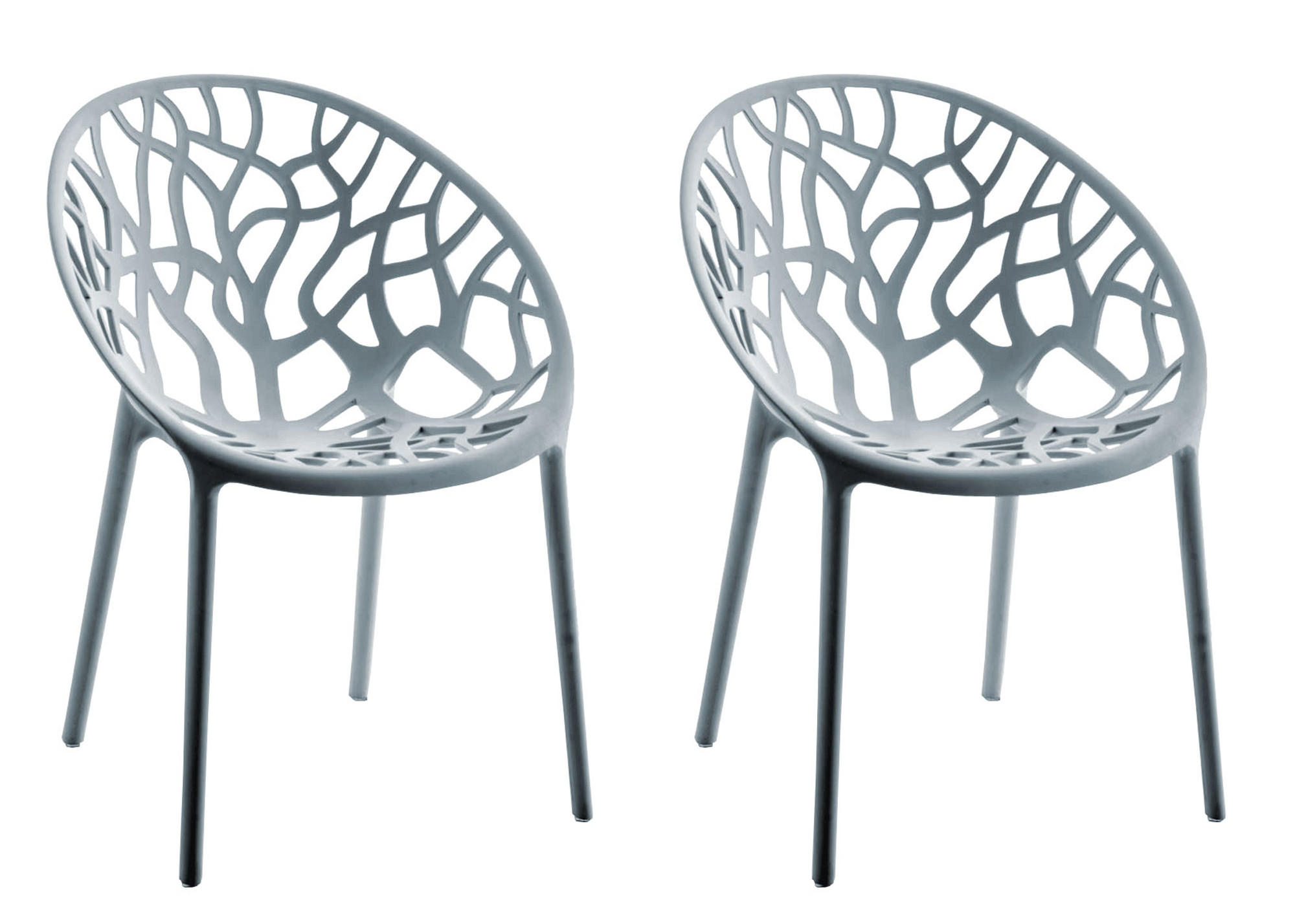 GARTENSTUHL 2er Set Kunststoff grau - Grau, Kunststoff (59/80/60cm) - CLP