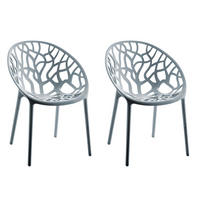 GARTENSTUHL 2er Set Kunststoff grau - Grau, Kunststoff (59/80/60cm) - CLP