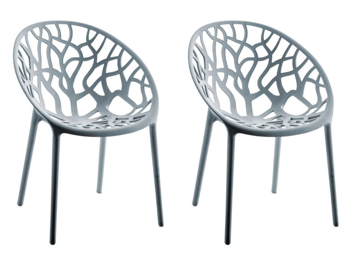 GARTENSTUHL 2er Set Kunststoff grau - Grau, Kunststoff (59/80/60cm) - CLP