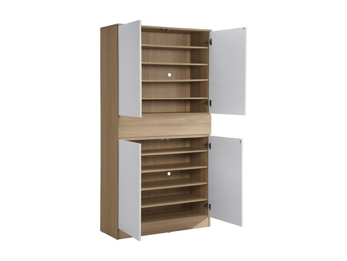 SCHUHSCHRANK - 100 cm x 40 cm - holz - naturfarben hell, weiß Coviana - Weiß, Holz (100/191/40cm) - Vente-Unique