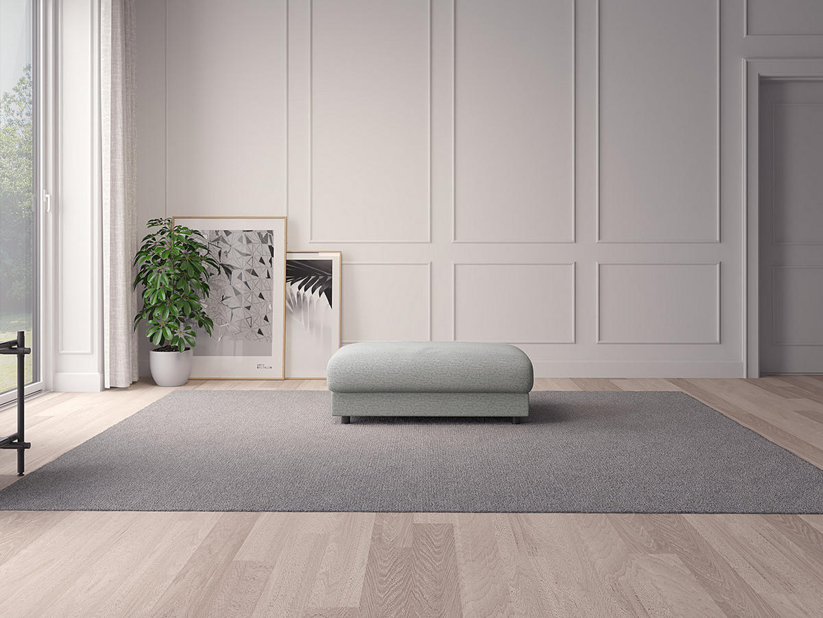 POLSTERHOCKER - Hellgrau/Schwarz, Textil (107/41/77cm) - home24